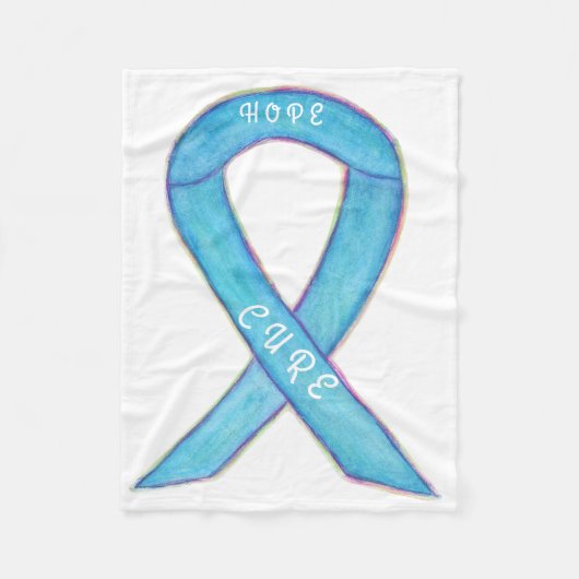 Light Blue Awareness Ribbon Hope Cure Blanket Fleecedecke (Vorderseite)