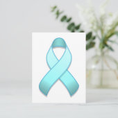 Light Blue Awareness Ribbon Postcard Postkarte (Stehend Vorderseite)