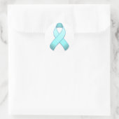 Light Blue Awareness Ribbon Round Sticker (Tasche)