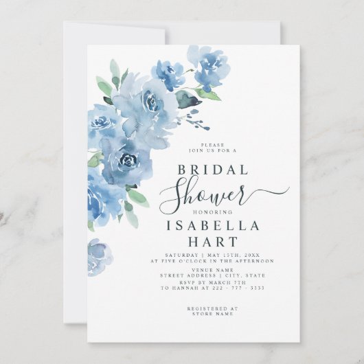 Light Blue Baby Blue Elegantes Brautparty Einladung (Vorderseite)