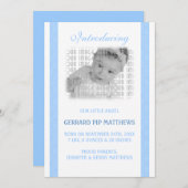 Light Blue Baby Boy Birth Ankündigung (Vorne/Hinten)
