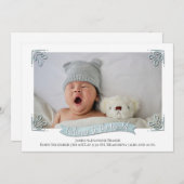 Light Blue Baby Foto Geburtserklärung Ankündigung (Vorne/Hinten)