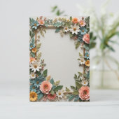 Light Blue Background Bouquet von Blume Hochzeit Einladung (Stehend Vorderseite)