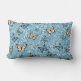 Light Blue Background Butterfys Mosaik Lendenkissen