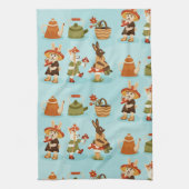 light blue background features cows geschirrtuch (Vertikal)