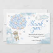 Light Blue Balloons Teddy Bear Baby Dusche Dankeskarte (Vorderseite)