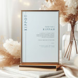 Light Blue Bar Mitzvah Kippot Tabletop-Zeichen Einladung<br><div class="desc">Mazel tov auf diesem besondere Anlass! Machen Sie die Zeremonie Ihres Sohnes Bar Mitzvah mit diesem minimalistischen Typografie hellblau und Marinetop-Kippah-Zeichen zu einem besonderen Erlebnis. Dieses Schild gibt Informationen darüber,  was Kippot ist und Anweisungen,  was zu tun ist.</div>