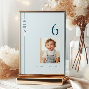 Light Blue Bar Mitzvah Tischnummer mit Foto