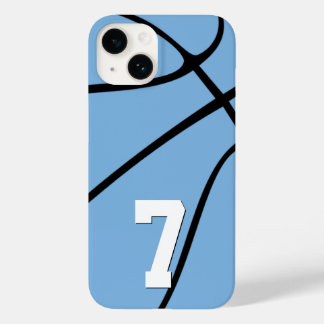 Light Blue Basketball Custom Player Number Sports Case-Mate iPhone 14 Hülle