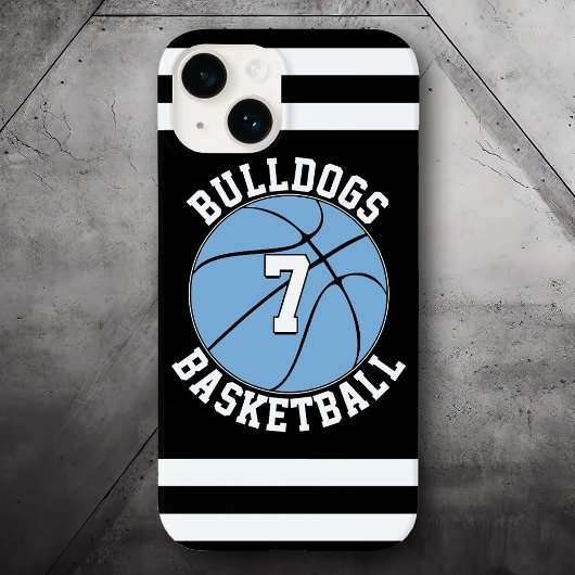 Light Blue Basketball Team Name und Spielernummer Case-Mate iPhone Hülle