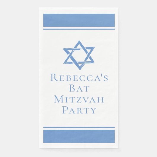 Light Blue Bat Mitzvah Party Star of David Serviette (Vorderseite)