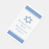 Light Blue Bat Mitzvah Party Star of David Serviette (Ecke)