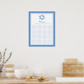 Light Blue Bat Mitzvah Star von David Seating Char Poster (Küche)