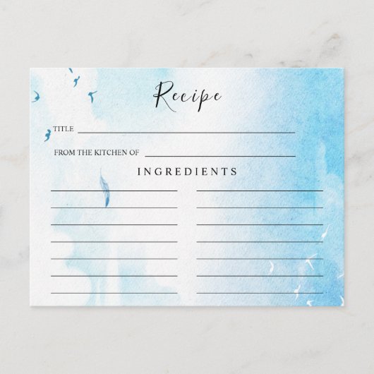 Light Blue, Beach Brautparty Rezept Card Postkarte (Vorderseite)