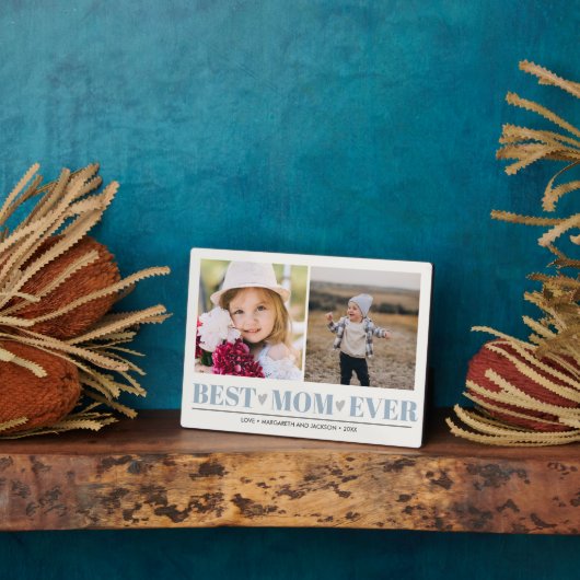 Light Blue BEST MAMA EVER Collage 2 Foto Fotoplatte (Seite)