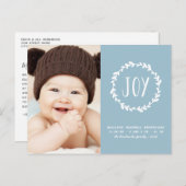 Light Blue Birning Announcement Holiday Foto Postkarte (Vorne/Hinten)