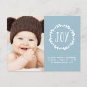 Light Blue Birning Announcement Holiday Foto Postkarte (Vorderseite)