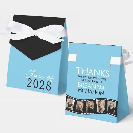 Light Blue & Black Foto Collage Filmstrip Geschenkschachtel