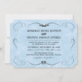 Light Blue & Black Heart Foto Hochzeit Einladung (Rückseite)