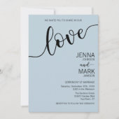Light Blue Black Love Script Minimalist Wedding Einladung (Vorderseite)