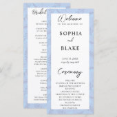 Light Blue Blätter and Foliage Wedding Program (Vorne/Hinten)