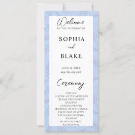 Light Blue Blätter and Foliage Wedding Program