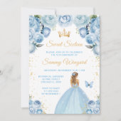 Light Blue Blonde Hair Princess 16 . Geburtstag Einladung (Vorderseite)