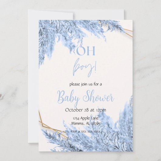 Light Blue Boho Baby Dusche Einladung (Vorderseite)