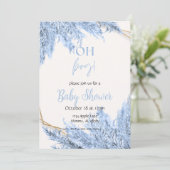 Light Blue Boho Baby Dusche Einladung (Stehend Vorderseite)