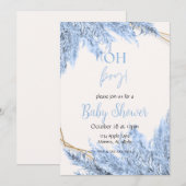 Light Blue Boho Baby Dusche Einladung (Vorne/Hinten)