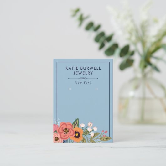 Light Blue Boho Blume Earring Display Visitenkarte (Stehend Vorderseite)