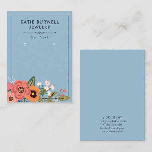 Light Blue Boho Blume Earring Display Visitenkarte (Vorne/Hinten)
