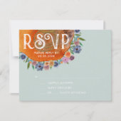 Light Blue Boho Watercolor Wildblume Wedding RSVP Karte (Vorderseite)