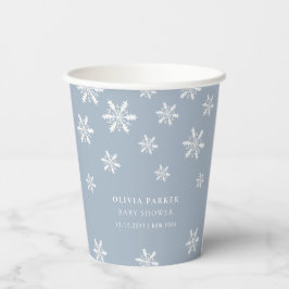 Light Blue Boho Winter Snowflake Babydusche Pappbecher
