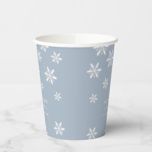 Light Blue Boho Winter Snowflake Babydusche Pappbecher (Links)