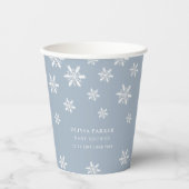 Light Blue Boho Winter Snowflake Babydusche Pappbecher (Vorderseite)