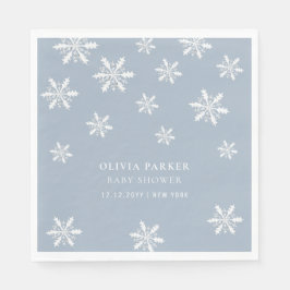 Light Blue Boho Winter Snowflake Babydusche Serviette