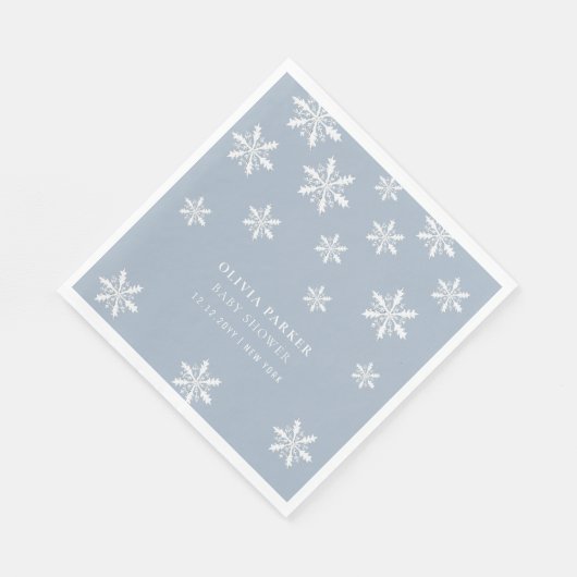 Light Blue Boho Winter Snowflake Babydusche Serviette (Ecke)