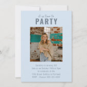 Light Blue Bold Photo Milestone Birthday Party Einladung (Vorderseite)