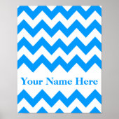 Light Blue Bold Zickzack mit Monogramm Poster (Vorne)