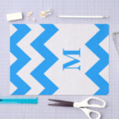 Light Blue Bold Zickzack mit Monogramm Seidenpapier (Handwerk)