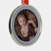Light Blue Border Baby's 1st Christmas (Boy) Ornament Aus Metall (Rechts)
