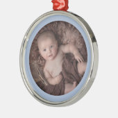 Light Blue Border Baby's 1st Christmas (Boy) Ornament Aus Metall (Links)
