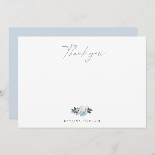 Light Blue Botanic Dankeschön Note Card Dankeskarte (Vorne/Hinten)