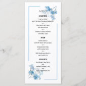 Light Blue Botanical Floral Pattern Wedding Menükarte (Vorderseite)