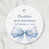 Light blue bow DIY write by hand birthday Geschenkanhänger (Vorderseite)