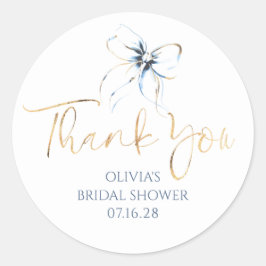 Light Blue Bow Favors Bridal Shower Thank You Runder Aufkleber