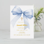 Light blue bow girl Confirmation gold foil Folieneinladung (Stehend vorne)