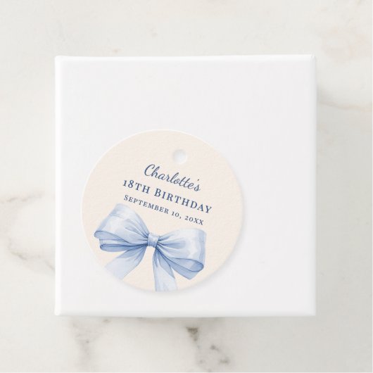 Light blue bow ivory DIY write by hand birthday Geschenkanhänger (Beispiel)