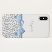 Light Blue Bow mit trendigem Leopard Print und Nam Case-Mate iPhone Hülle (Rückseite (Horizontal))